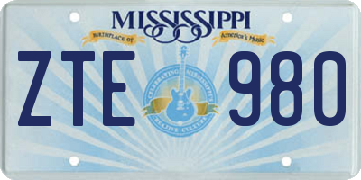 MS license plate ZTE980