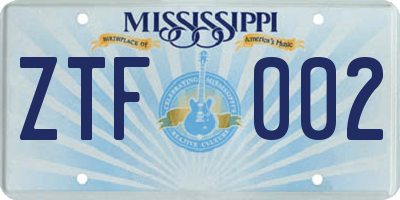 MS license plate ZTF002