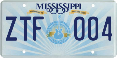 MS license plate ZTF004