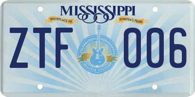 MS license plate ZTF006