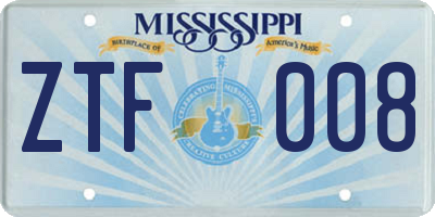 MS license plate ZTF008