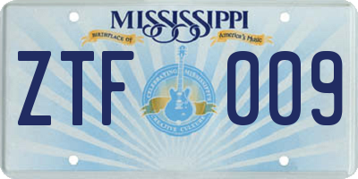 MS license plate ZTF009