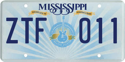 MS license plate ZTF011