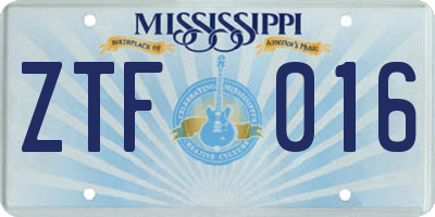 MS license plate ZTF016