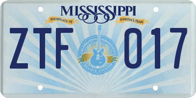 MS license plate ZTF017