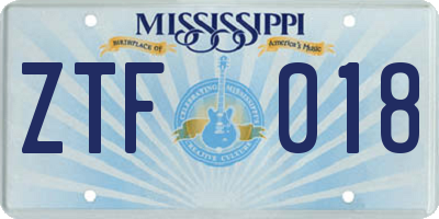 MS license plate ZTF018