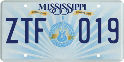 MS license plate ZTF019