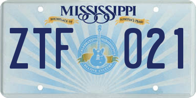 MS license plate ZTF021