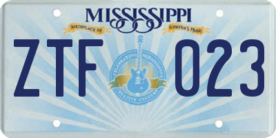 MS license plate ZTF023