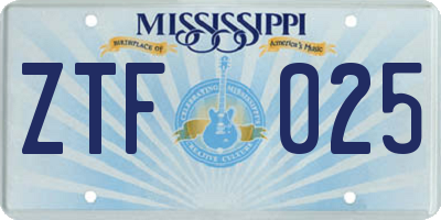 MS license plate ZTF025