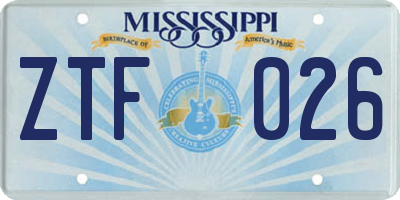 MS license plate ZTF026