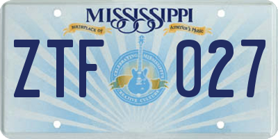 MS license plate ZTF027