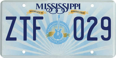 MS license plate ZTF029