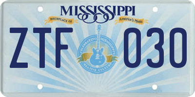 MS license plate ZTF030
