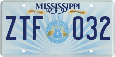 MS license plate ZTF032