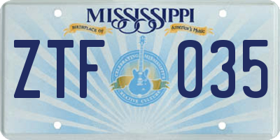 MS license plate ZTF035