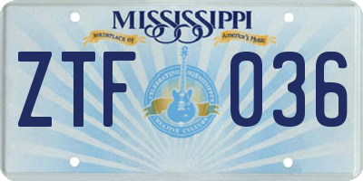 MS license plate ZTF036