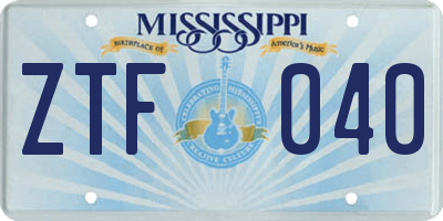 MS license plate ZTF040