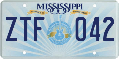 MS license plate ZTF042