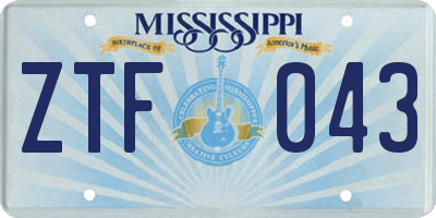 MS license plate ZTF043