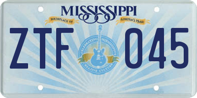 MS license plate ZTF045