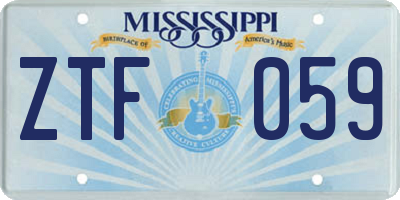 MS license plate ZTF059