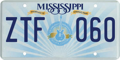 MS license plate ZTF060