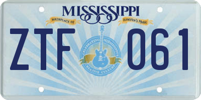 MS license plate ZTF061