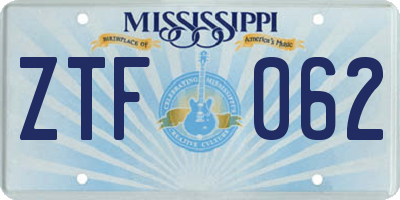 MS license plate ZTF062
