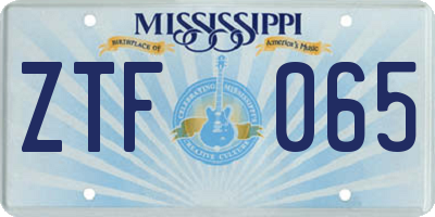 MS license plate ZTF065