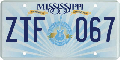 MS license plate ZTF067