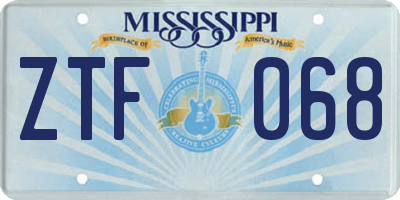 MS license plate ZTF068