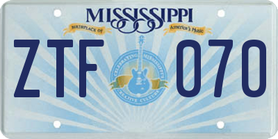 MS license plate ZTF070