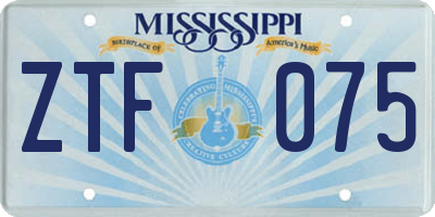 MS license plate ZTF075