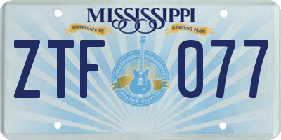 MS license plate ZTF077