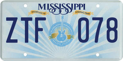 MS license plate ZTF078