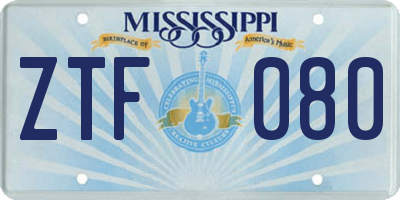 MS license plate ZTF080
