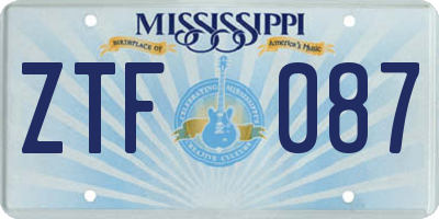 MS license plate ZTF087