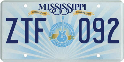 MS license plate ZTF092