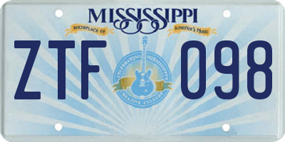 MS license plate ZTF098