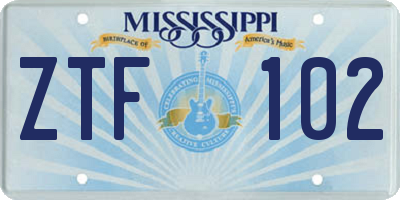 MS license plate ZTF102