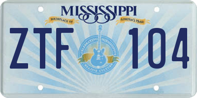 MS license plate ZTF104