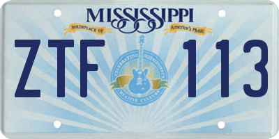MS license plate ZTF113