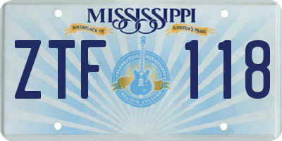 MS license plate ZTF118