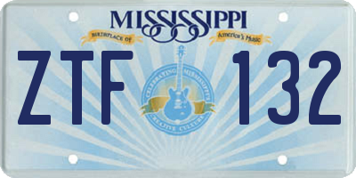 MS license plate ZTF132