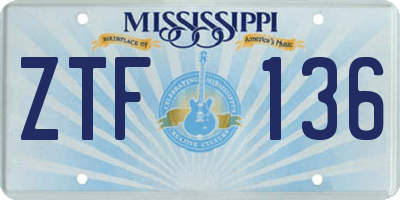 MS license plate ZTF136