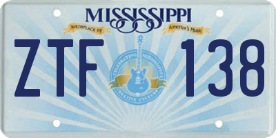 MS license plate ZTF138