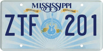 MS license plate ZTF201