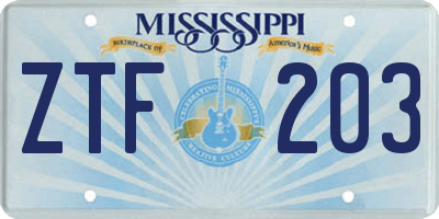 MS license plate ZTF203
