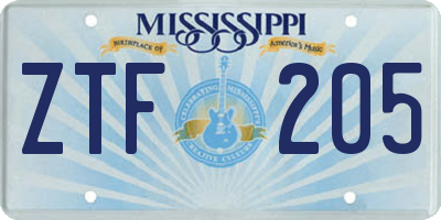 MS license plate ZTF205
